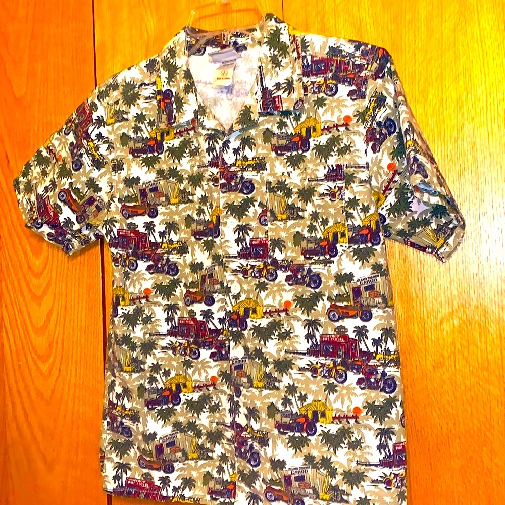 RARE Harley-Davidson Motorcycles vintage 90s kids 14-16 button down print shirt